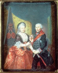 Re Federico II e sua moglie, Elisabetta Cristina, 1758